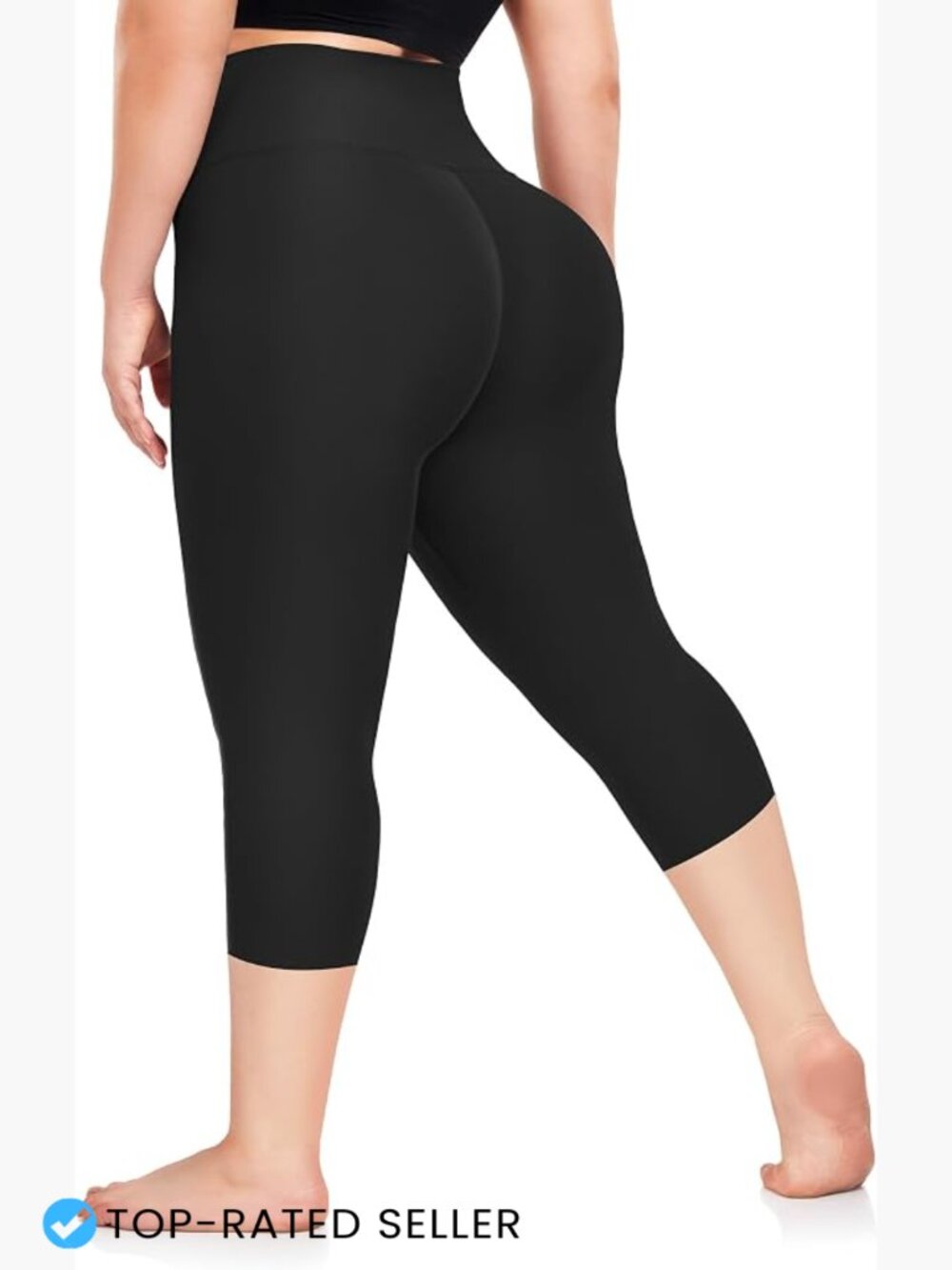 Plus Size Capri Leggings High Waist Tummy Control Stretchy Workout Yoga Pants
